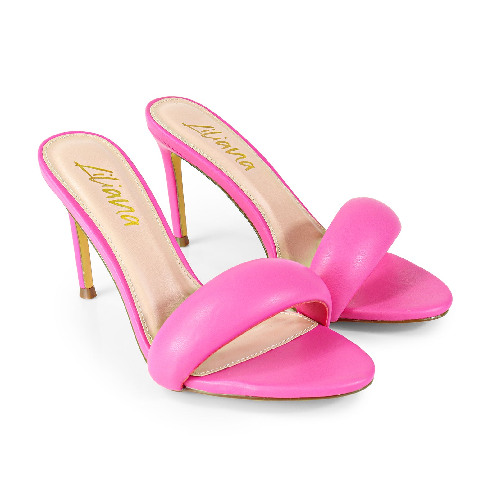 ZAHA-7 OPEN TOE PUFFY CUFF  W/ HIGH HEEL PINK