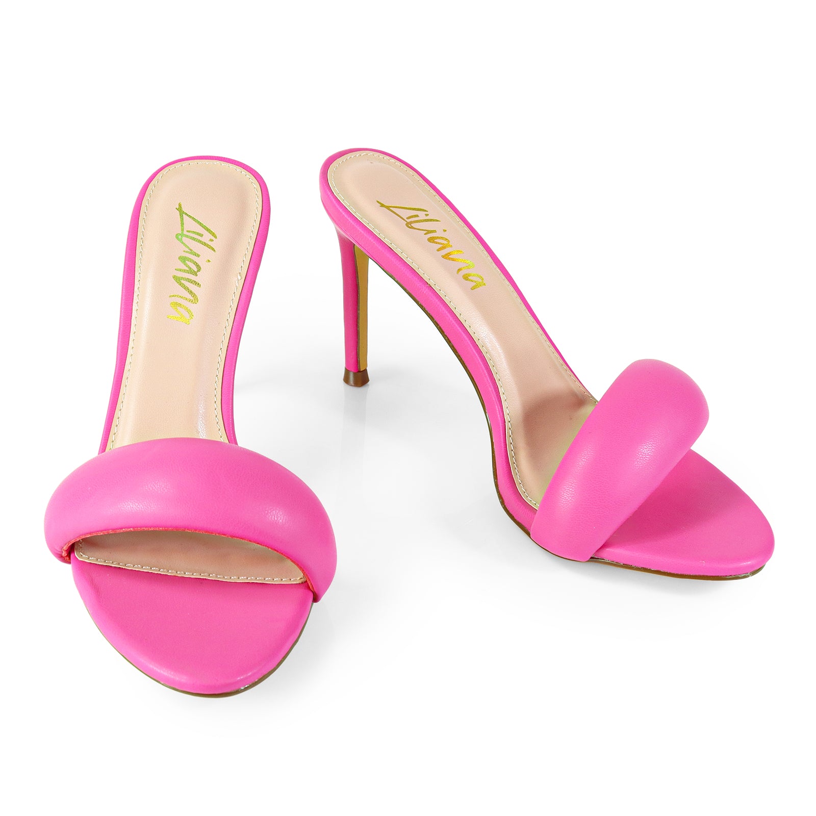 ZAHA-7 OPEN TOE PUFFY CUFF  W/ HIGH HEEL PINK
