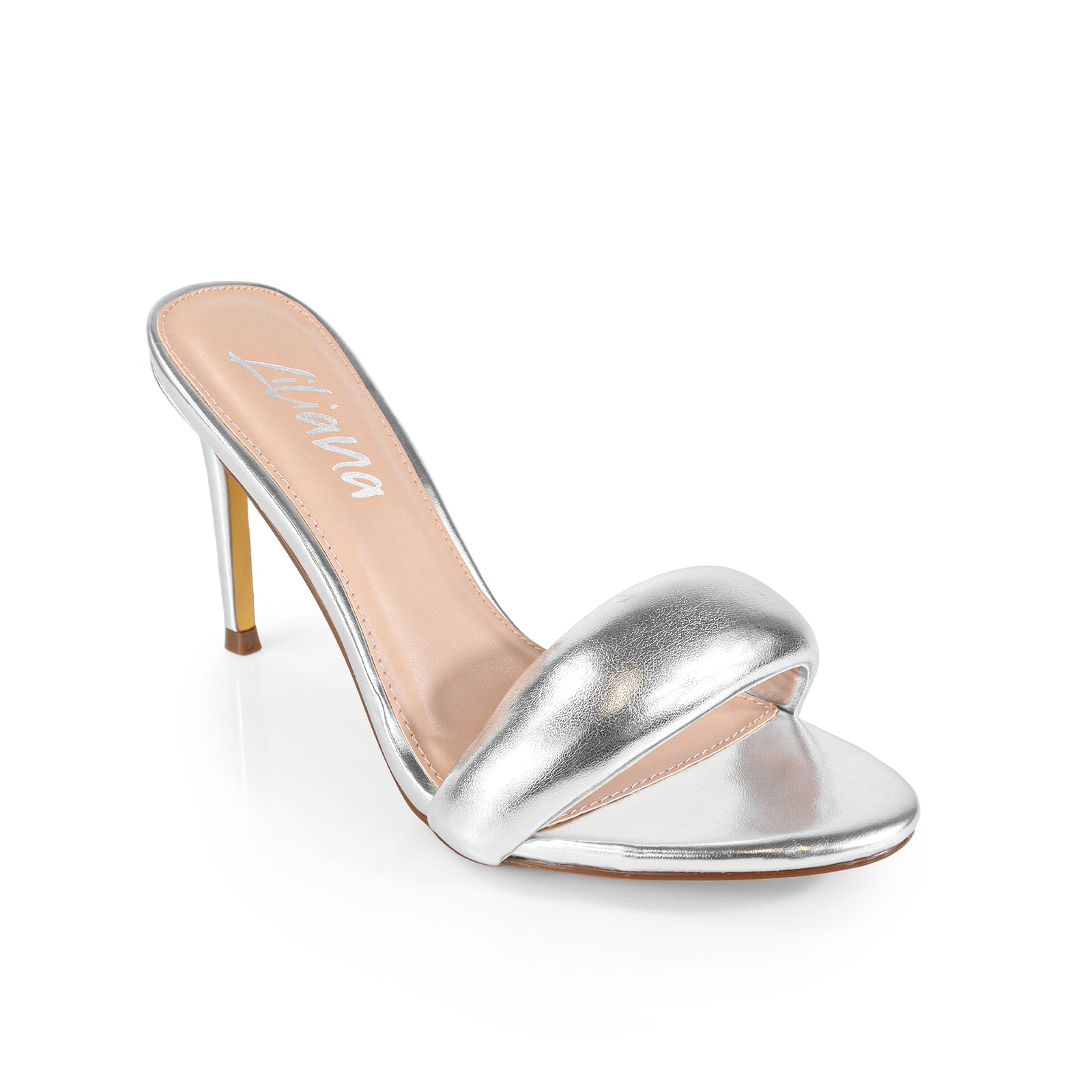 ZAHA-7 OPEN TOE PUFFY CUFF  W/ HIGH HEEL SILVER