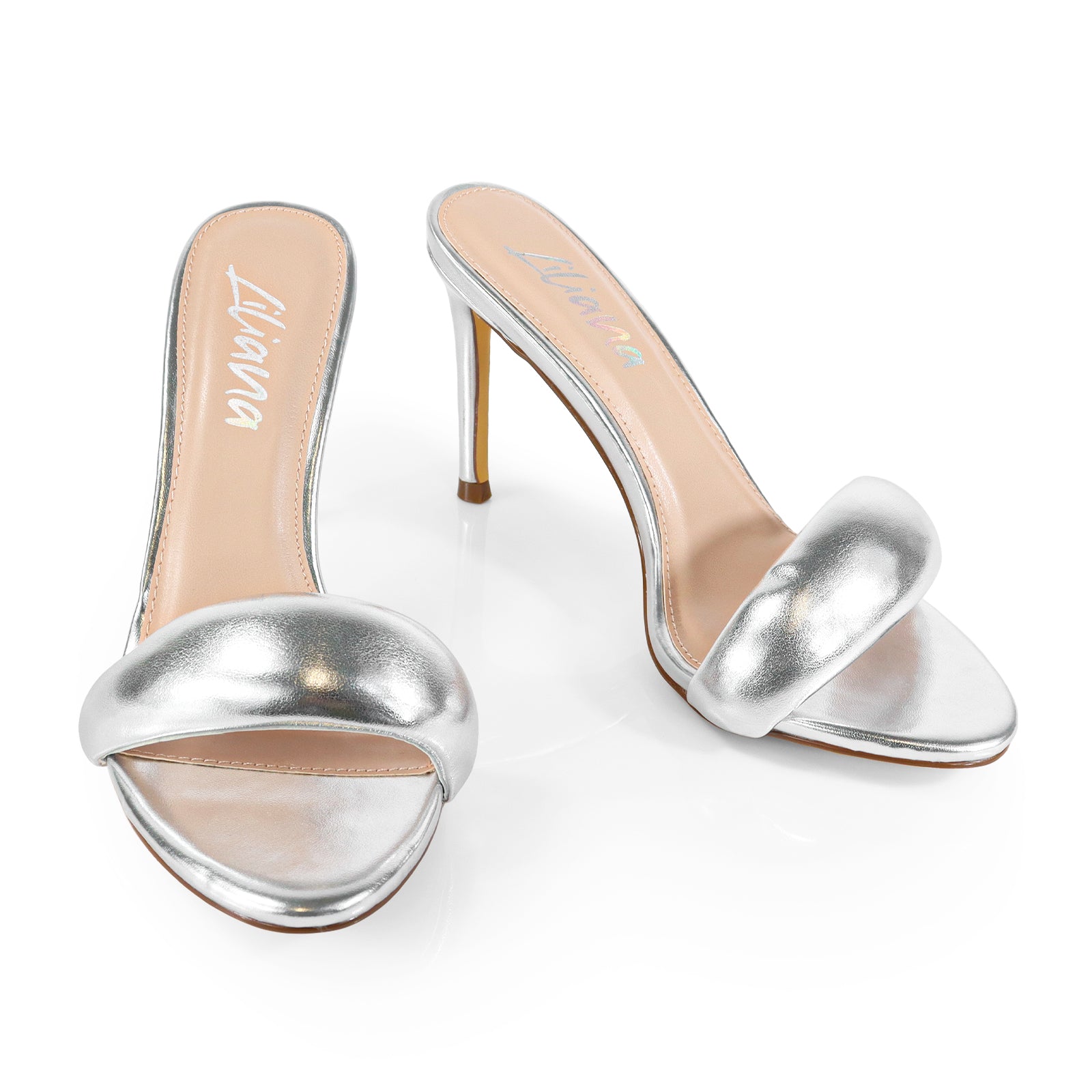 ZAHA-7 OPEN TOE PUFFY CUFF  W/ HIGH HEEL SILVER