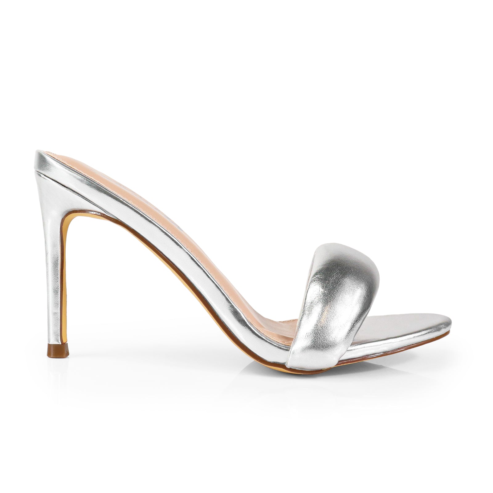 ZAHA-7 OPEN TOE PUFFY CUFF  W/ HIGH HEEL SILVER