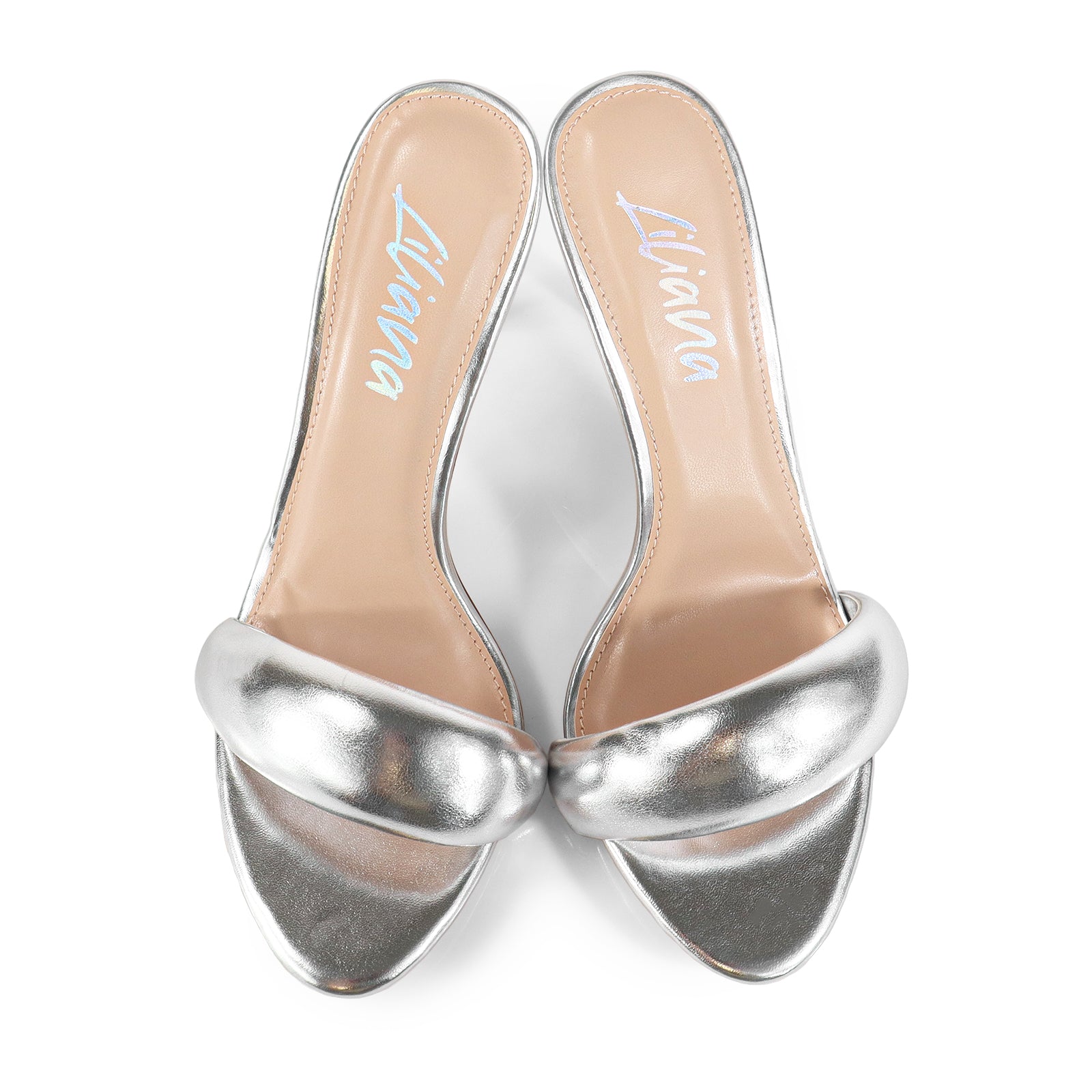 ZAHA-7 OPEN TOE PUFFY CUFF  W/ HIGH HEEL SILVER