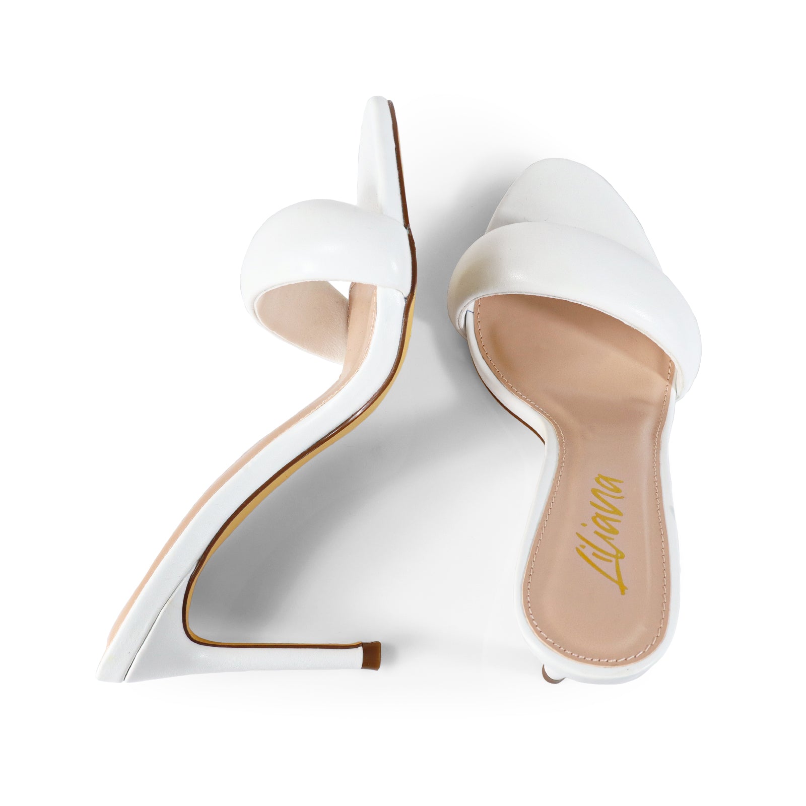 ZAHA-7 OPEN TOE PUFFY CUFF  W/ HIGH HEEL WHITE