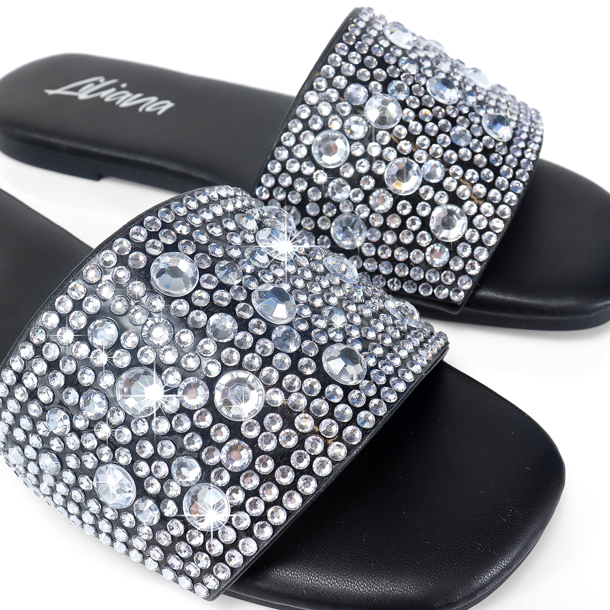 ZARYA-1 RHINESTONE SLIDE BLACK