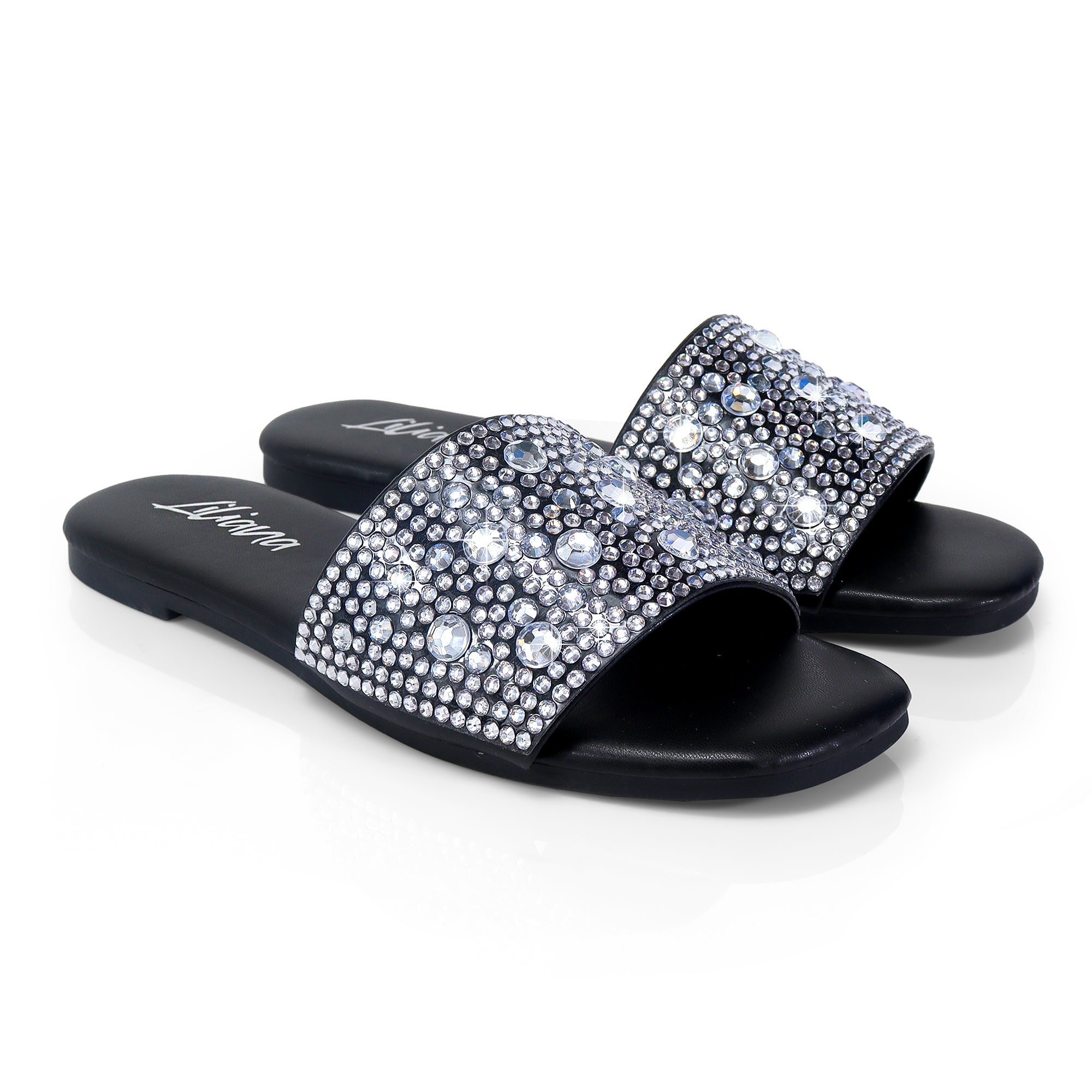 ZARYA-1 RHINESTONE SLIDE BLACK