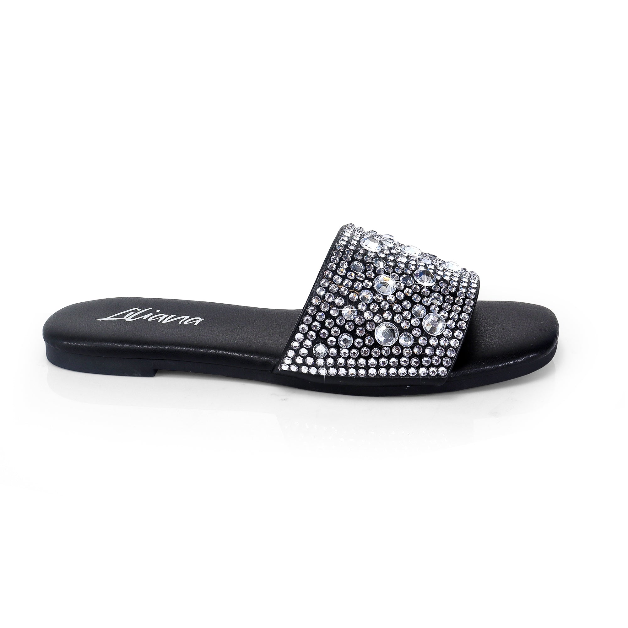 ZARYA-1 RHINESTONE SLIDE BLACK