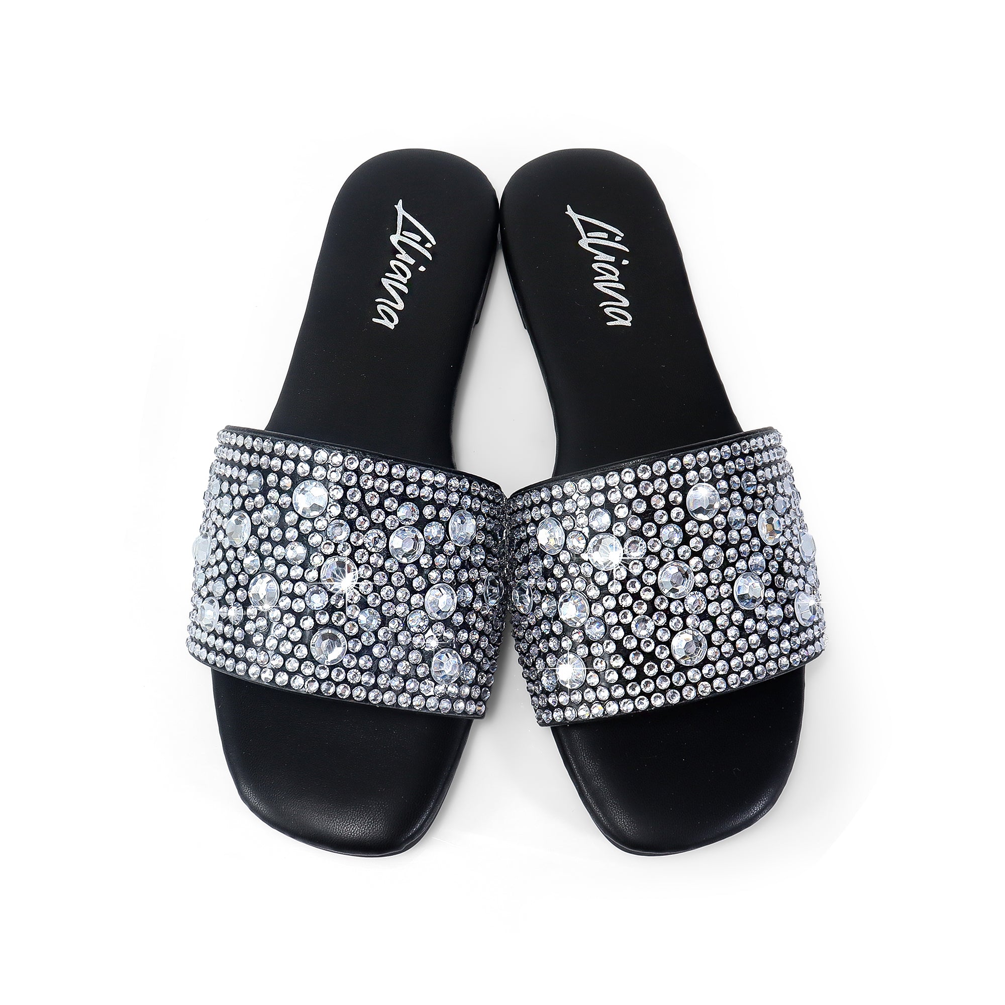 ZARYA-1 RHINESTONE SLIDE BLACK