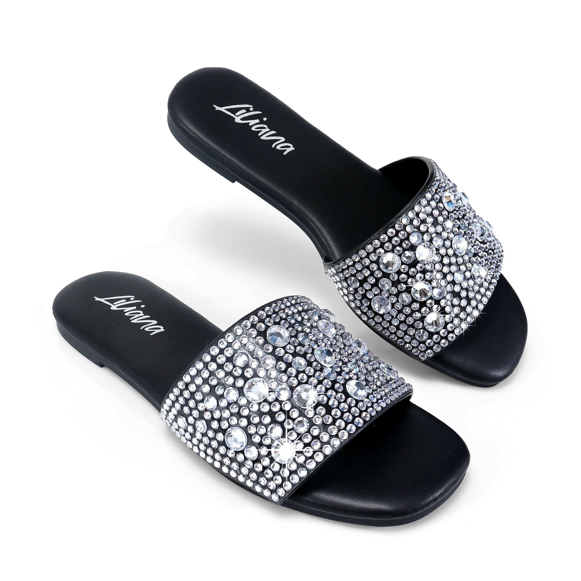 ZARYA-1 RHINESTONE SLIDE BLACK