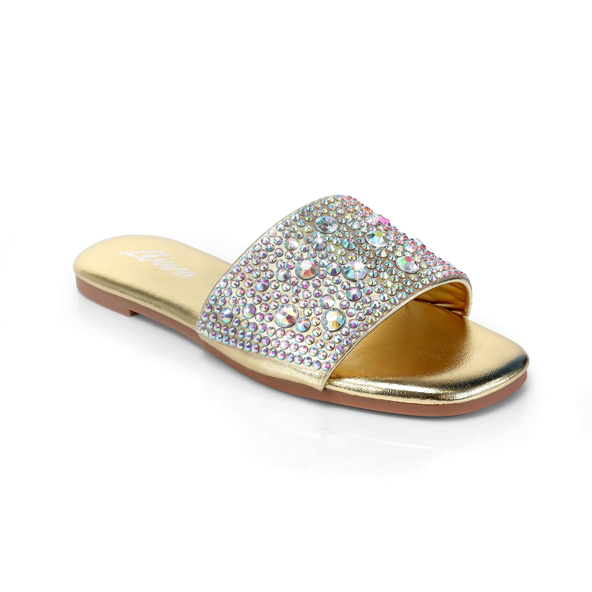 ZARYA-1 RHINESTONE SLIDE GOLD