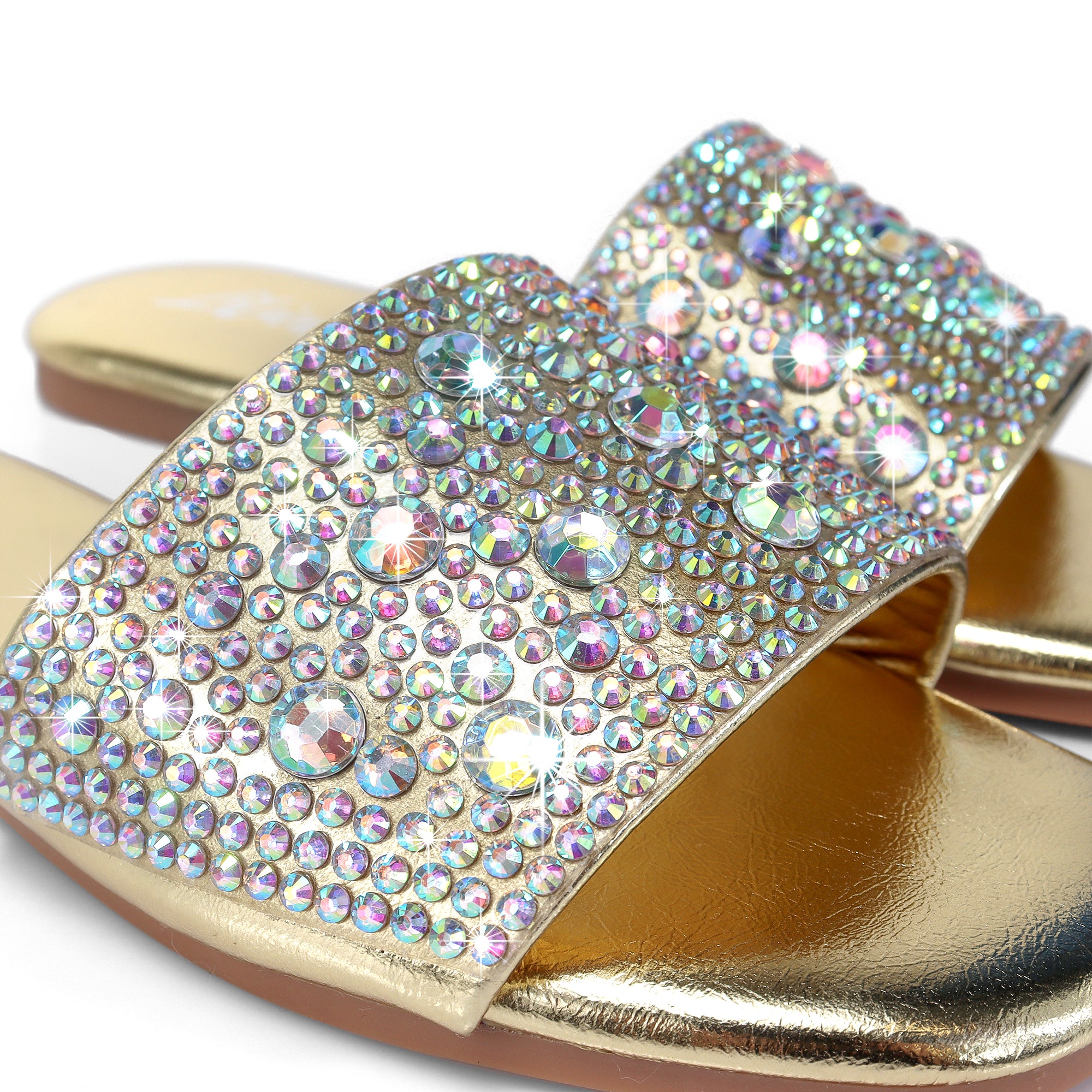 ZARYA-1 RHINESTONE SLIDE GOLD