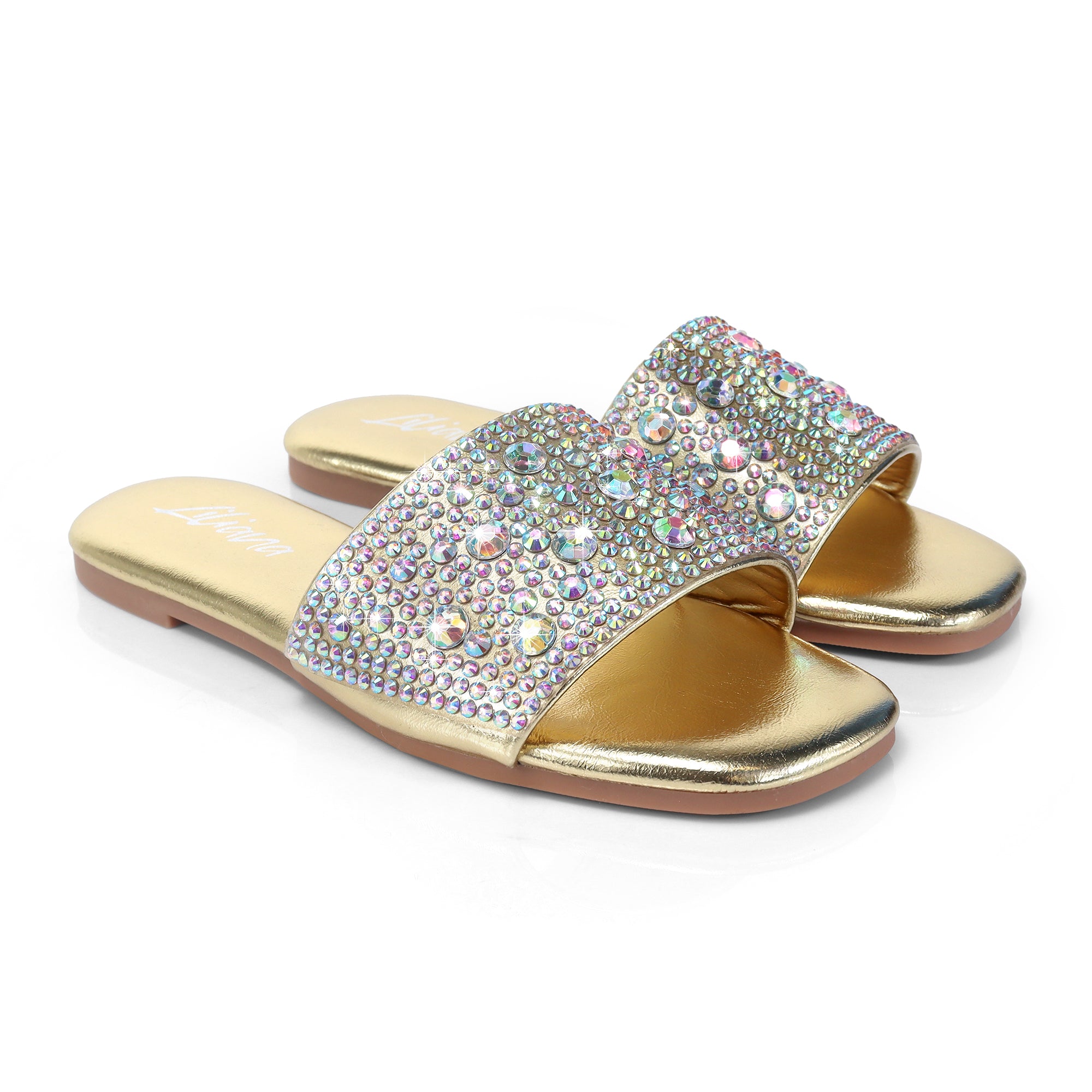 ZARYA-1 RHINESTONE SLIDE GOLD