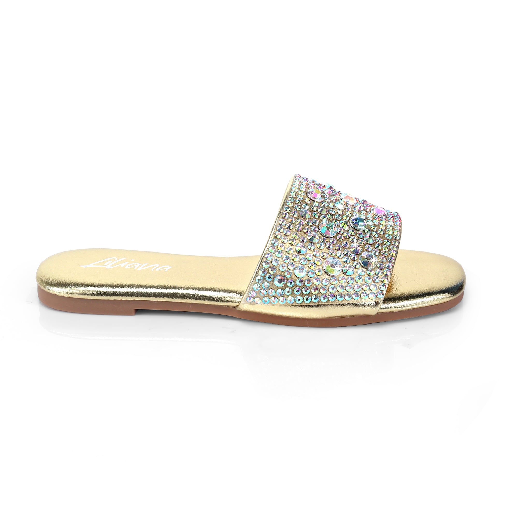 ZARYA-1 RHINESTONE SLIDE GOLD