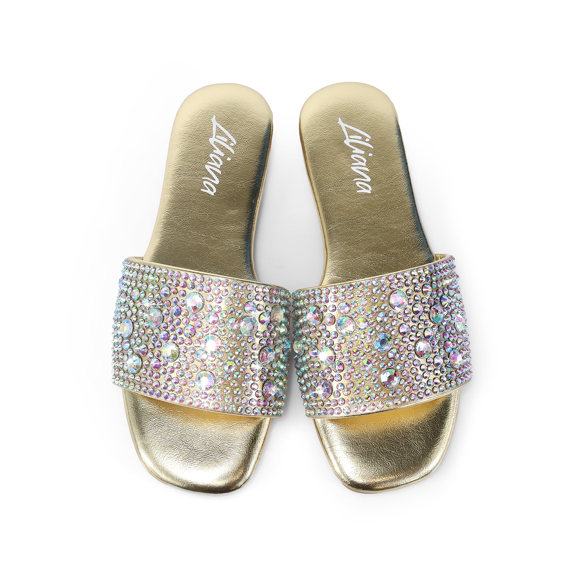 ZARYA-1 RHINESTONE SLIDE GOLD