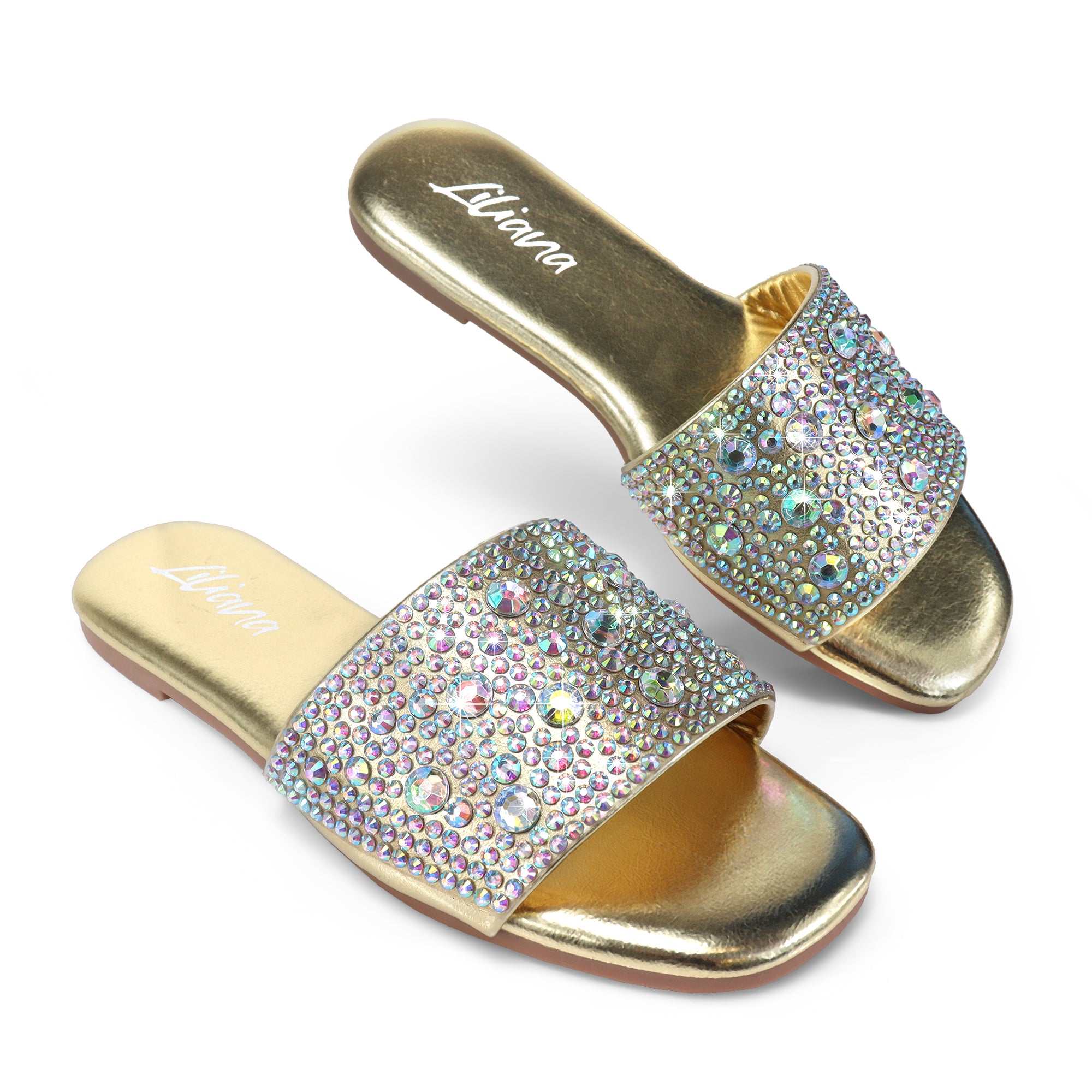 ZARYA-1 RHINESTONE SLIDE GOLD
