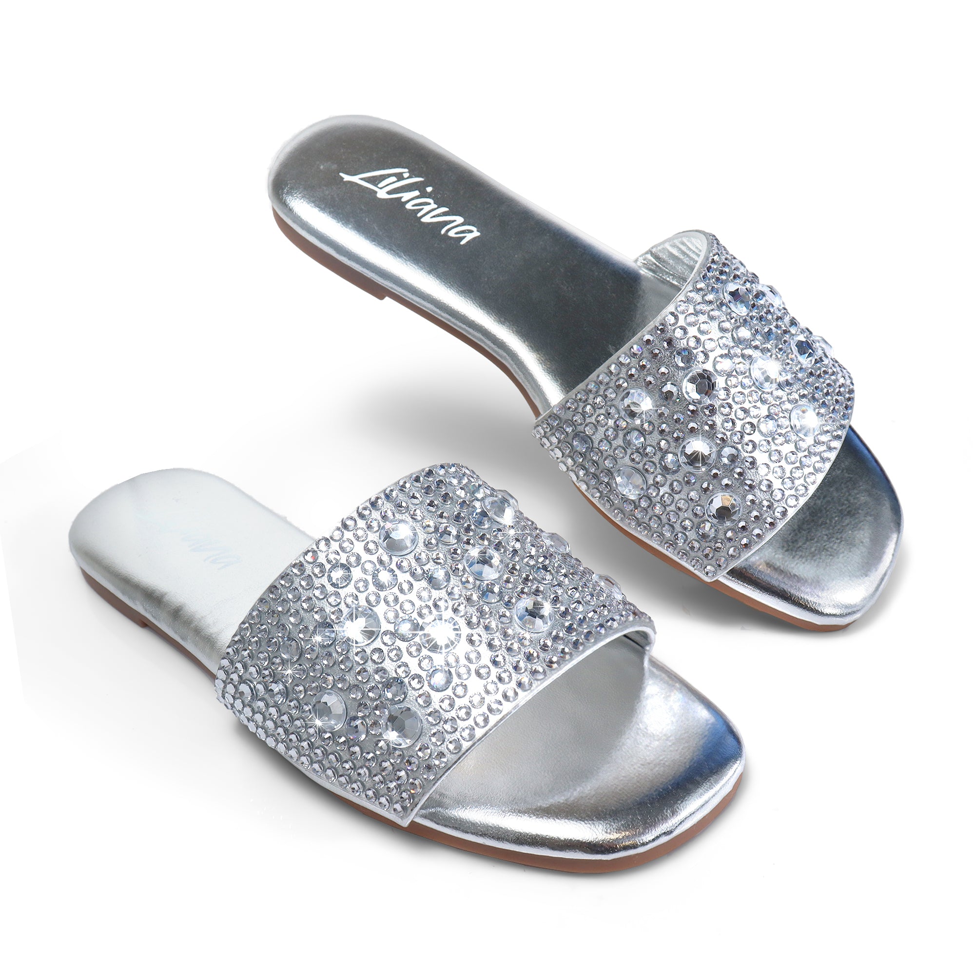 ZARYA-1 RHINESTONE SLIDE SILVER