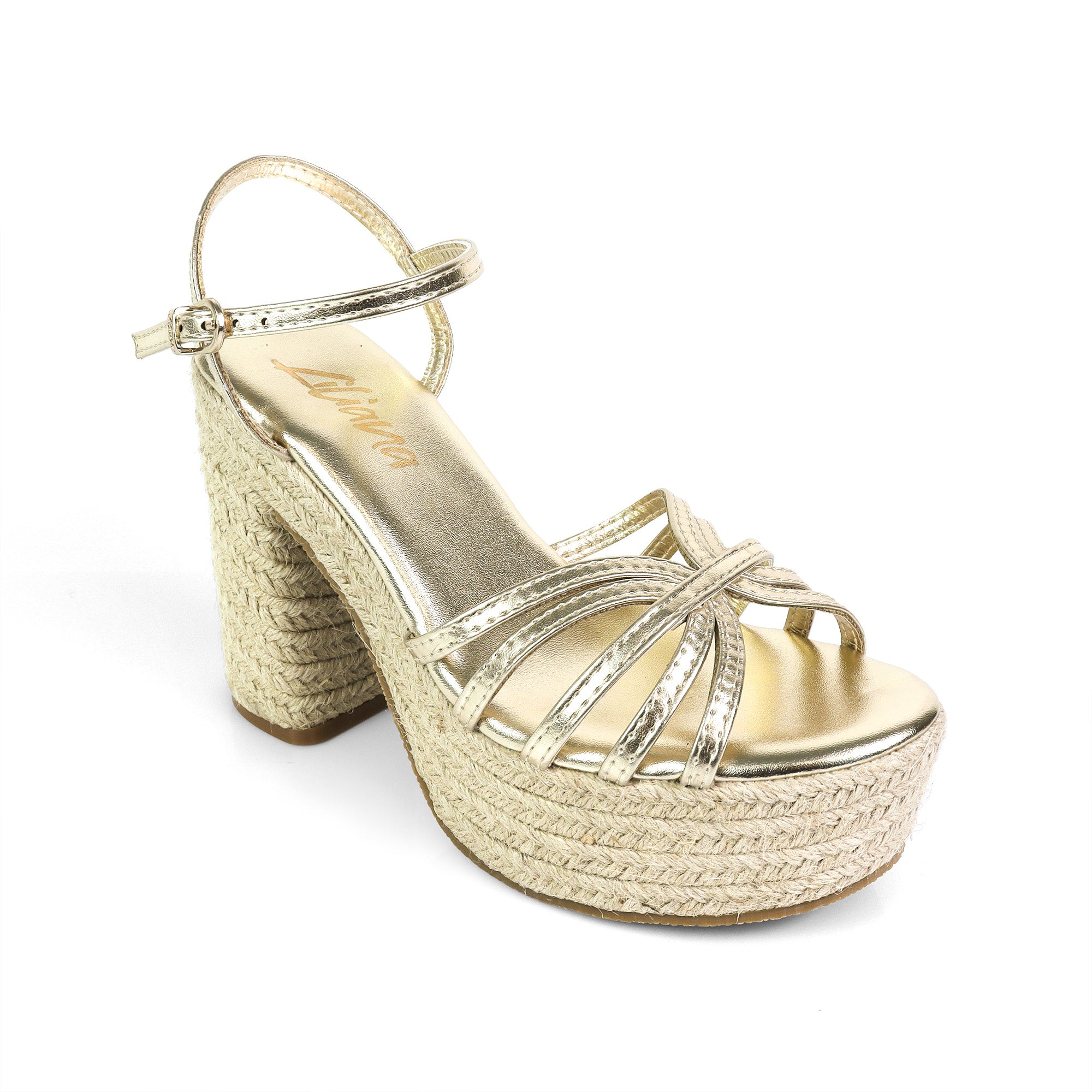 ZELLNY-2 ESPADRILLE HEEL WEDGE GOLD