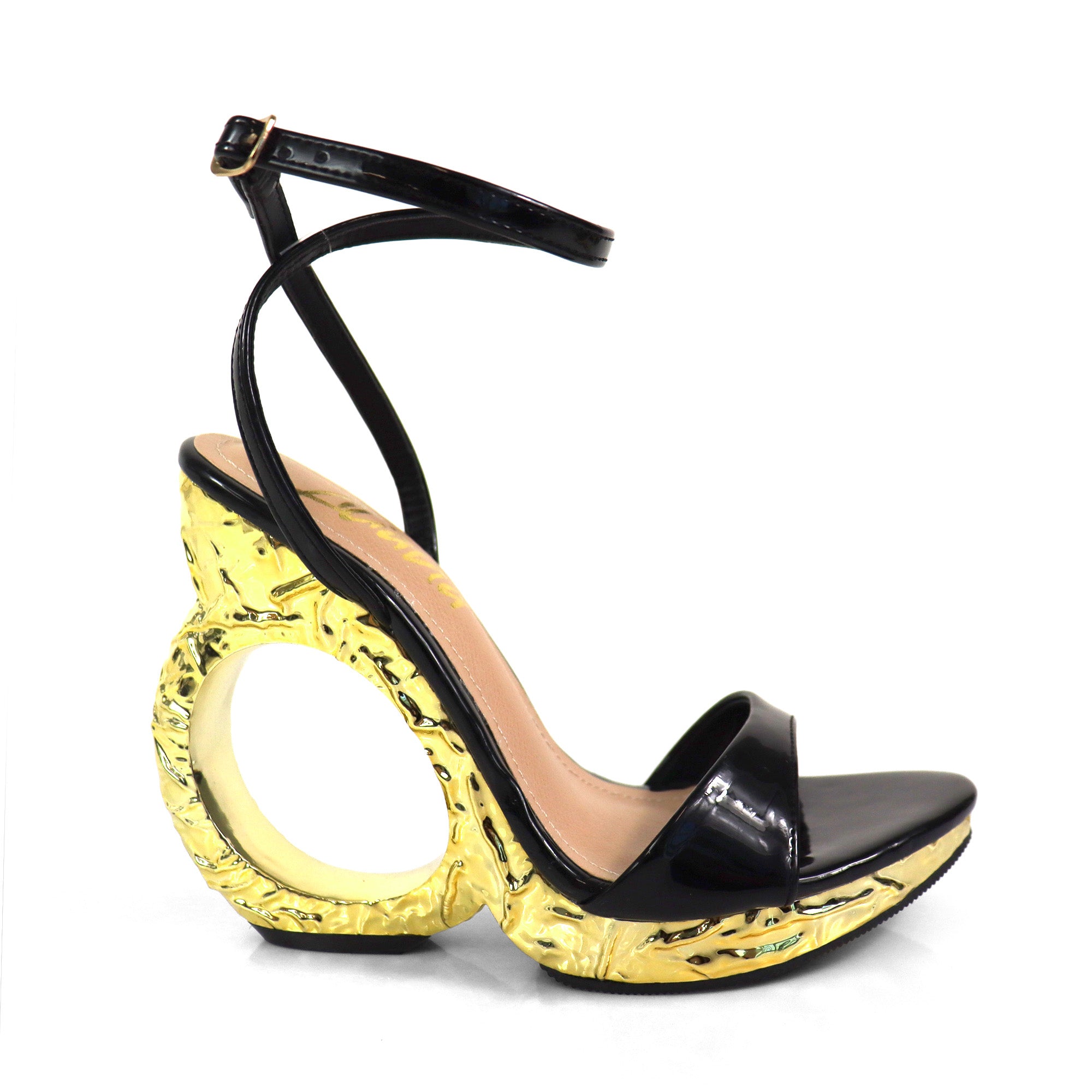 ZILLIE-1 CRIS-CROSS STARP SANDAL WEDGE BLACK
