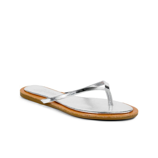 AGORA-1 BASIC FLAT THONG SLIDE WITH COMFY DETAIL ON-SILVER