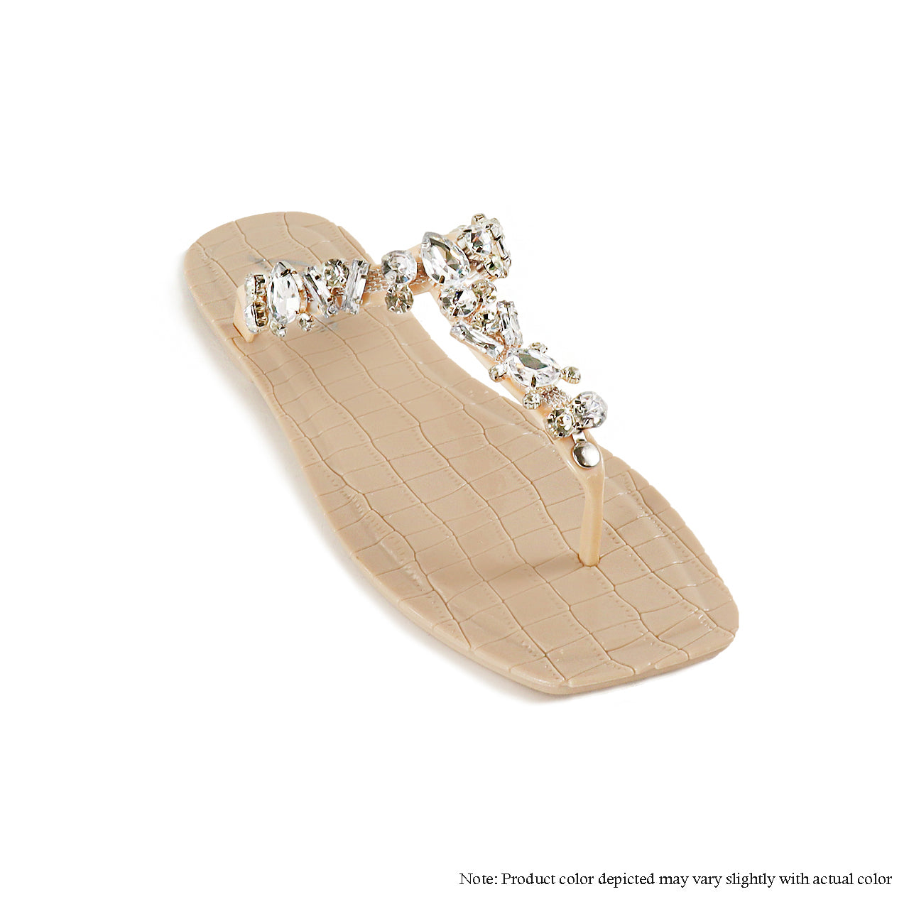 JELLI-98 REINSTONE CHAIN JELLY SLIDE SANDAL-NUDE - Liliana Shoes