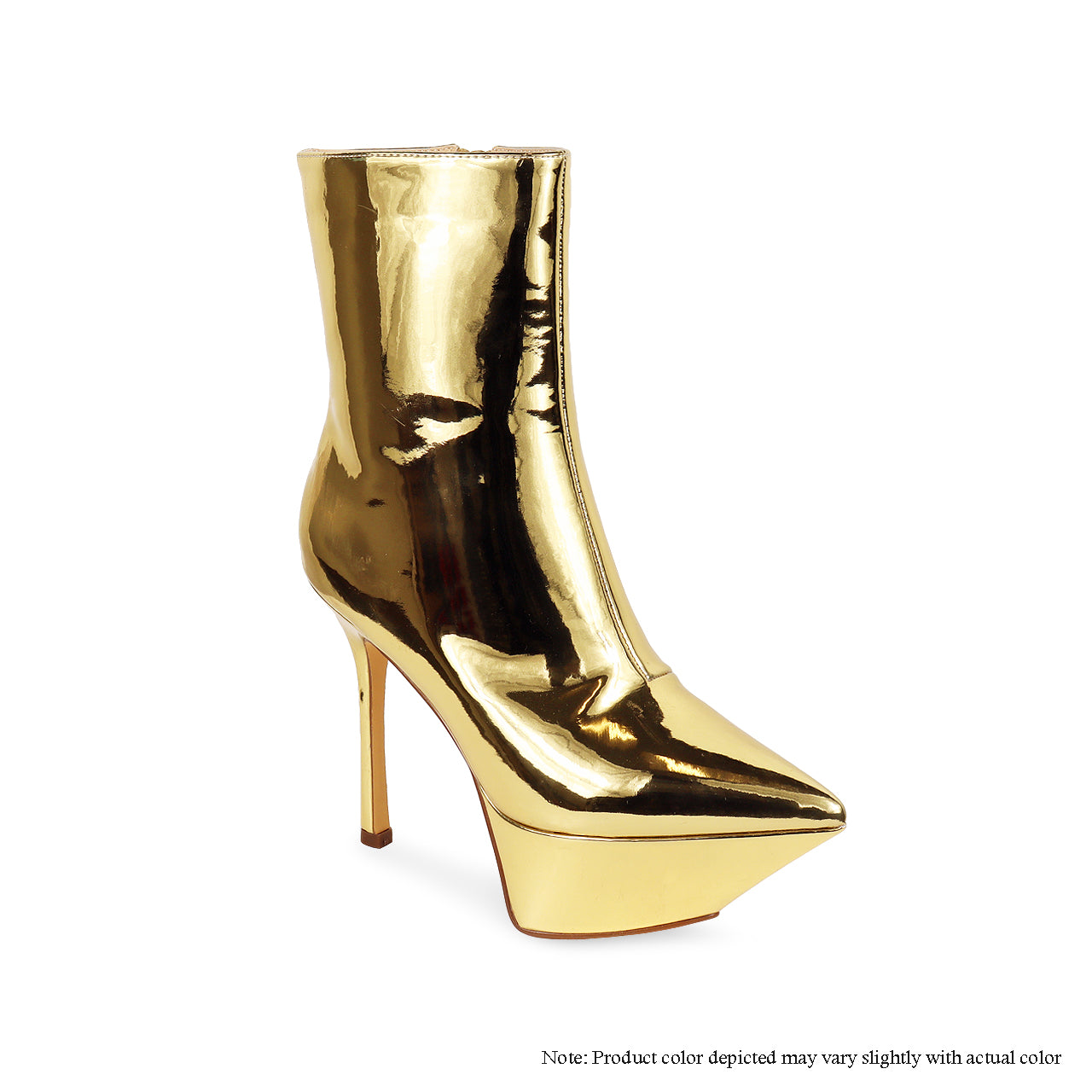 SELENE-2 POINTED PLATFORM STILETTO BOOTIE-GOLD - Liliana Shoes