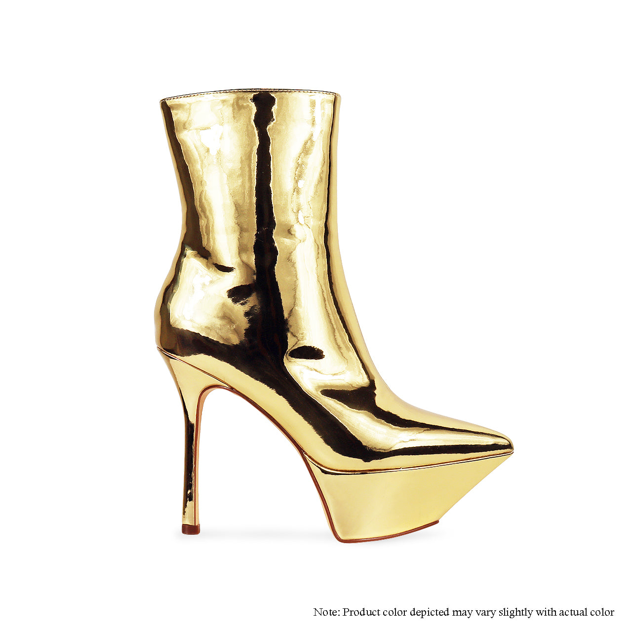 SELENE-2 POINTED PLATFORM STILETTO BOOTIE-GOLD - Liliana Shoes